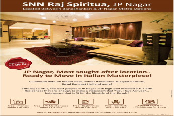 Book high-end marbled 3 & 4 bhk residencies at SNN Raj Spiritua in Bangalore
